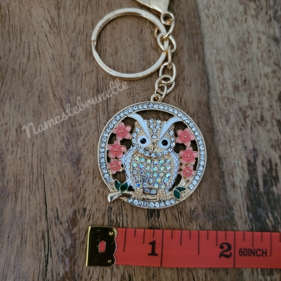 2/$20 Boho Owl Crystal Rhinestone Keychain Bag Charm - Picture 5 of 5